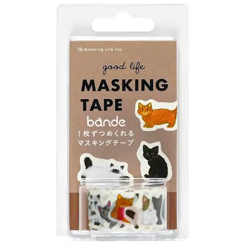 米津祐介   bande ダイカットマスキングテープ20mm幅 / ネコ